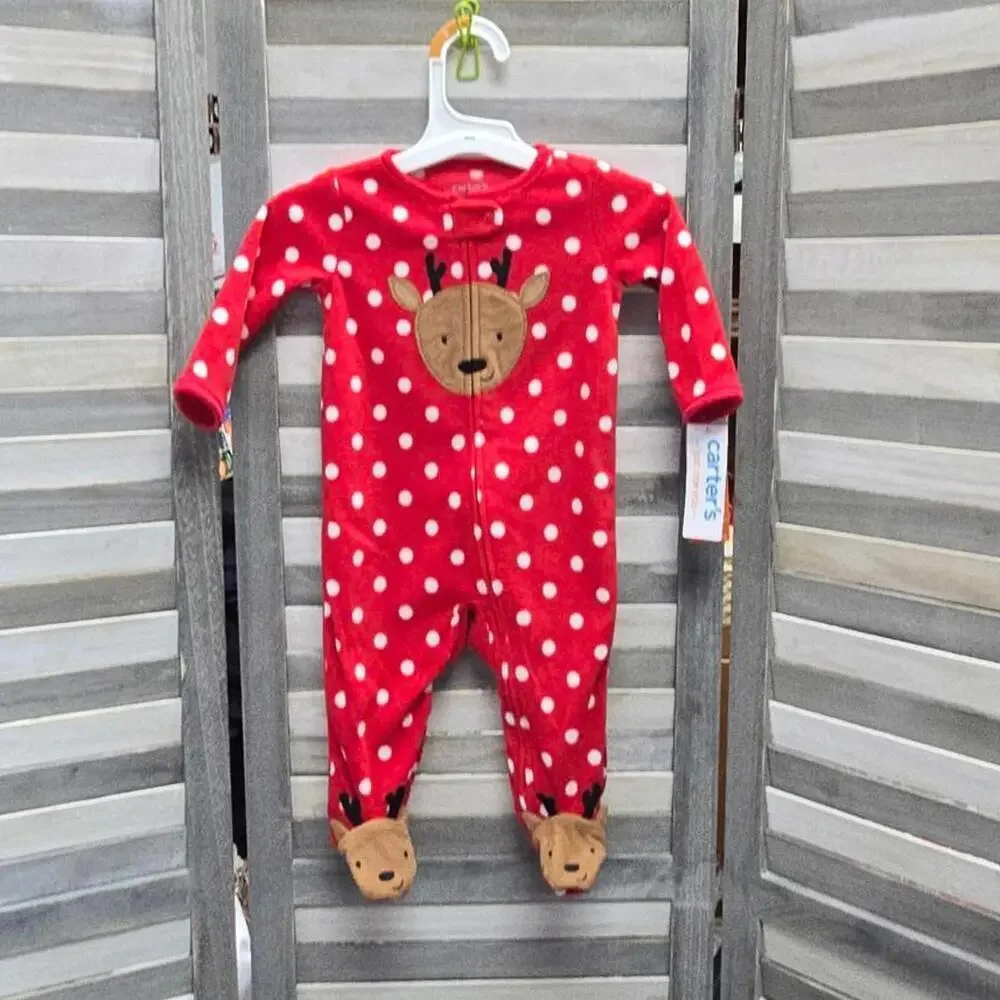 Baby Girls' Dot Reindeer Fleece Footed Pajama | Carter's Just One You | 6 Months